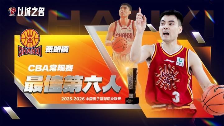 世界杯直播平台-官方:贾明儒当选本赛季CBA常规赛最佳第六人